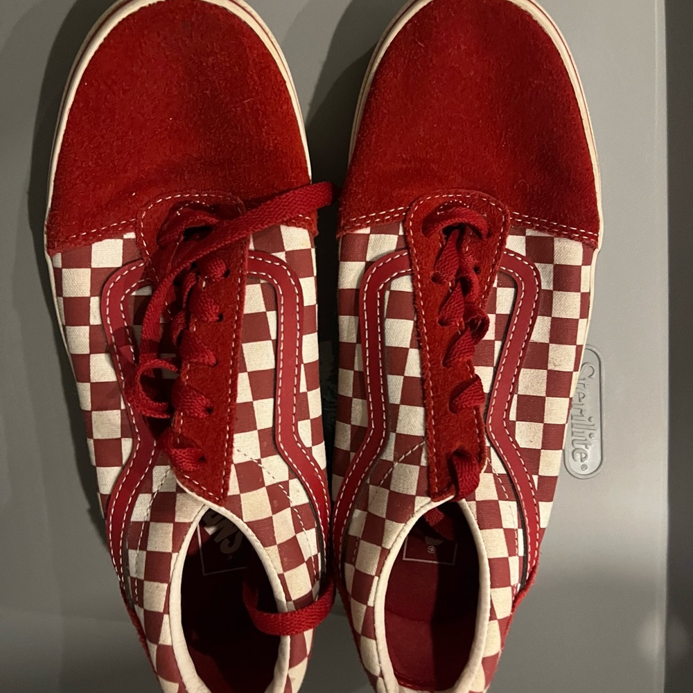 Vans Red and White Checkered Kids Sneakers
